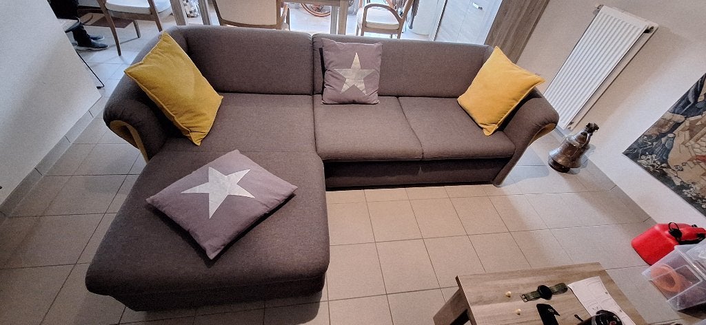 Zetel / slaapbank met chaise longue, Huis en Inrichting, Ophalen, Gebruikt, Overige maten, 200 tot 250 cm