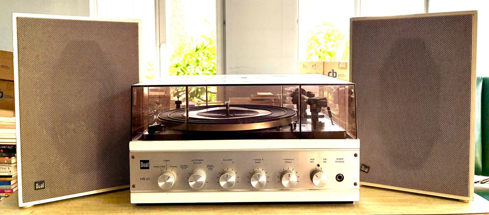 Dual HS 37 met Dual 1214 platenspeler, amp en speakers, Ophalen, Niet werkend, Platenspeler, Dual