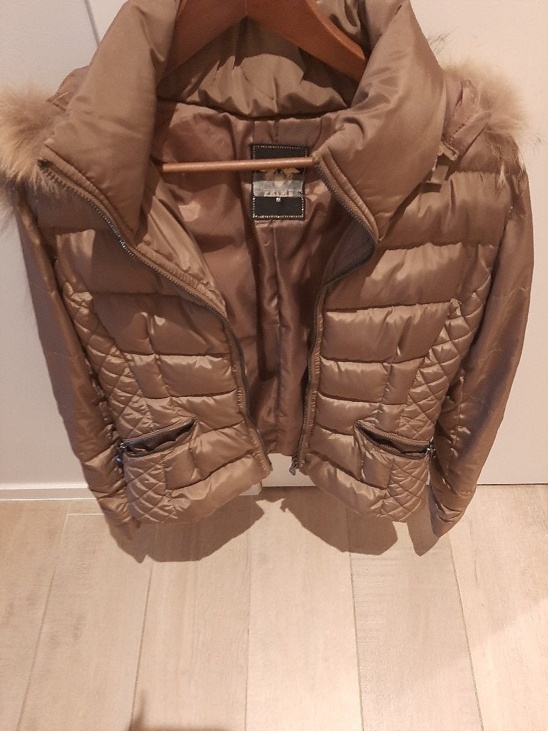 Warme jas met afneembare capuchon "frime"  maat M, Maat 38/40 (M), Frime, Bruin, Ophalen of Verzenden