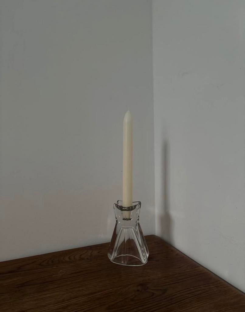 Vintage glazen kaarshouder, Ophalen of Verzenden, Glas
