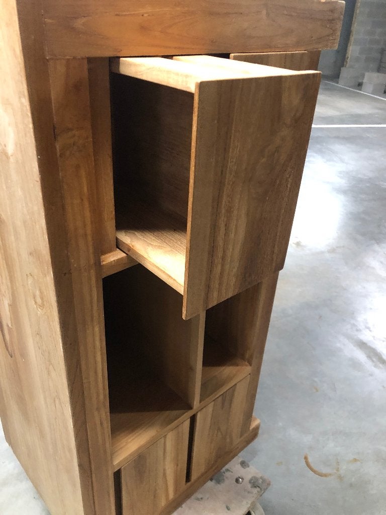 Meuble TV avec tiroir, Teck, Bois d’Acajou, Moins de 100 cm, 150 à 200 cm