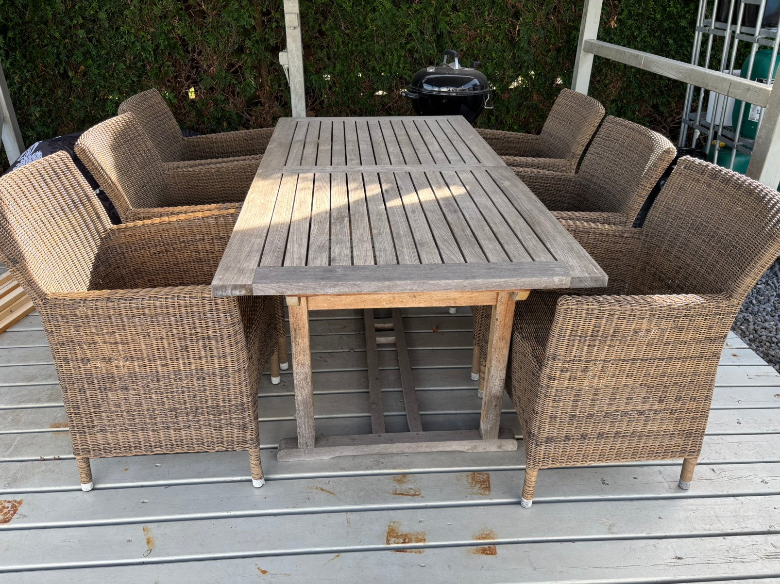 Tuintafel met 6 stoelen, Ophalen, Kunststof, Gebruikt, 6 zitplaatsen
