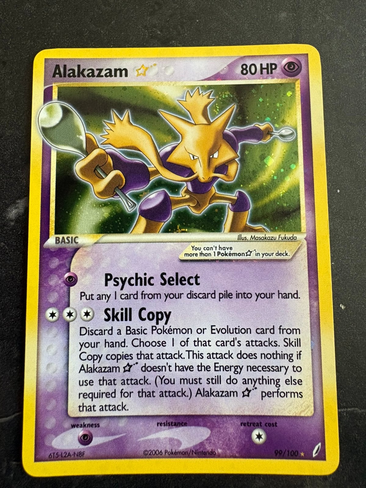 Pokémon Alakazam Gold Star 1/110 EX Holon Phantoms – LP, Hobby en Vrije tijd, Ophalen of Verzenden, Gebruikt, Losse kaart