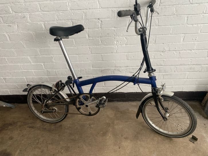 Brompton vouwfiets - Blauw, 16 inch wielen, Gebruikt, Brompton, 16 tot 18 inch, Ophalen of Verzenden