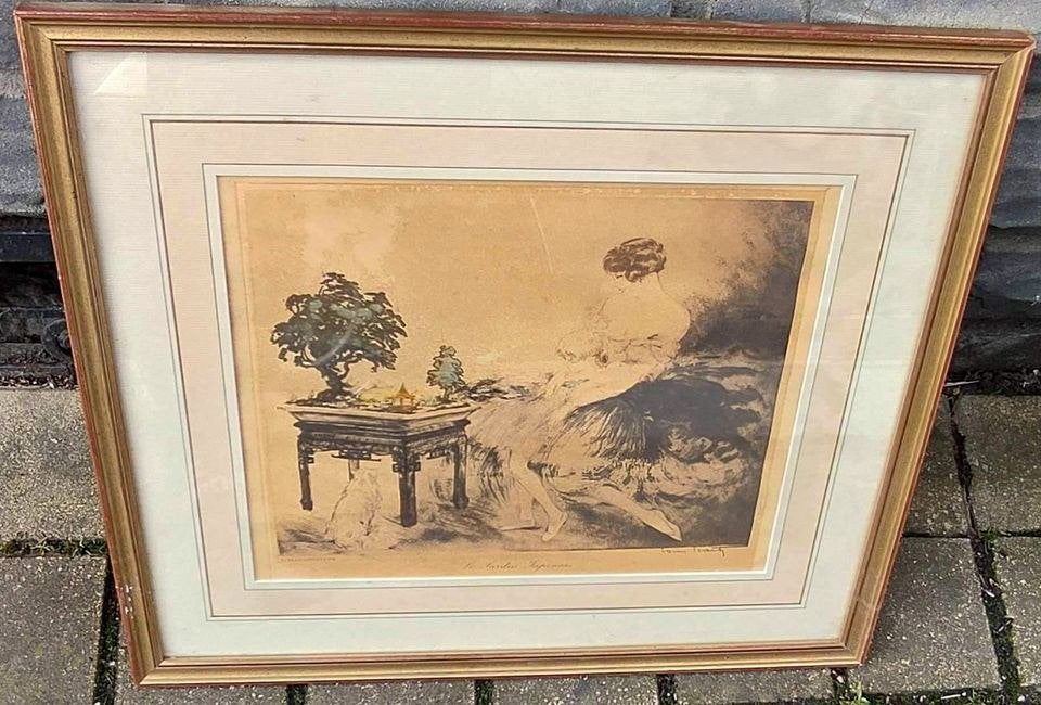Gravure le jardin japonais signe Louis icart, Enlèvement ou Envoi, Gravure