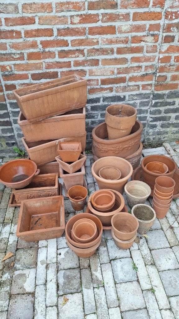 Terracotta bloempotten en bloembakken, Tuin en Terras, Ophalen, Gebruikt, Terracotta, Balkon