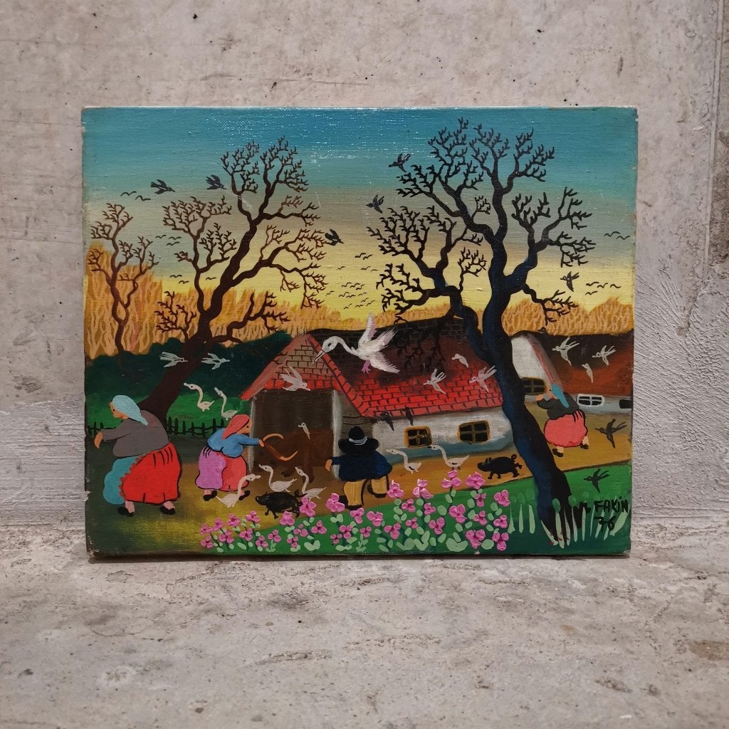 Sloveens landschap (1976) - Maria Fakin, Antiek en Kunst, Kunst | Schilderijen | Modern, Ophalen, Gesigneerd, Olieverf, Landschap
