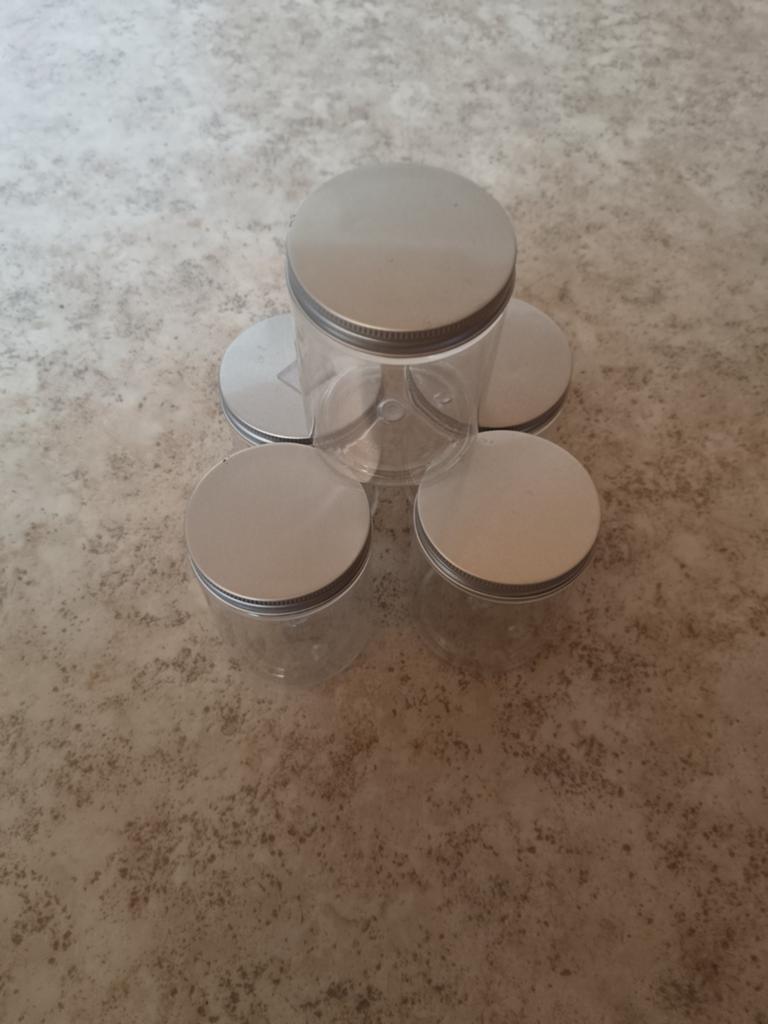 Grote plastic potjes met schroefdeksel zilver 5, Ophalen, Zilver