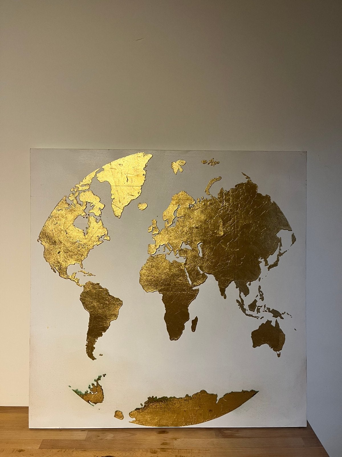 Gouden wereldkaart op witte canvas, Ophalen, Gebruikt