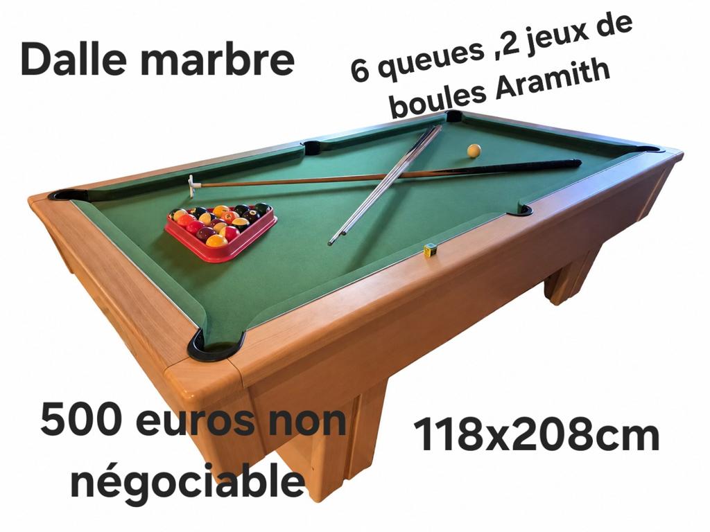 Billard américain avec dalle en marbre