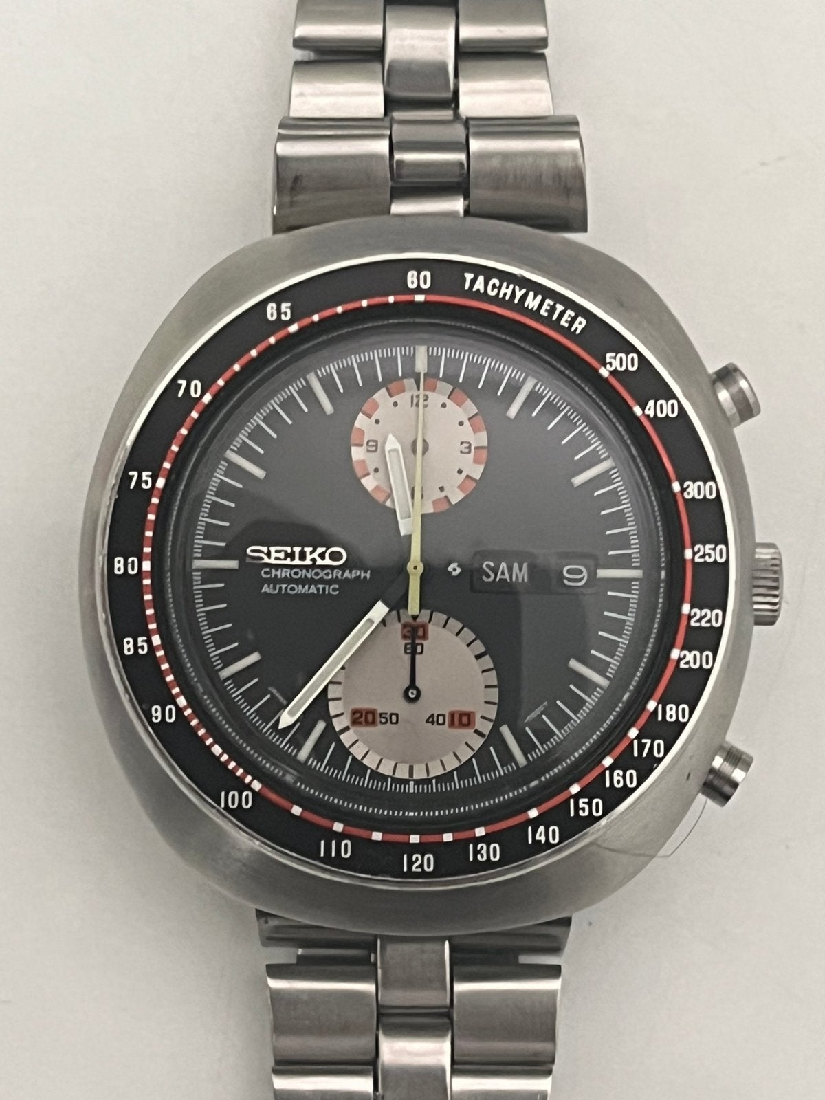 Seiko Chronograaf, 6138-0011, vintage horloge, Montre-bracelet, Seiko, Enlèvement ou Envoi, Comme neuf