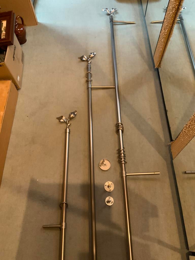 Lot de 3 tringles a tentures en acier massif gris mat, Enlèvement, Comme neuf