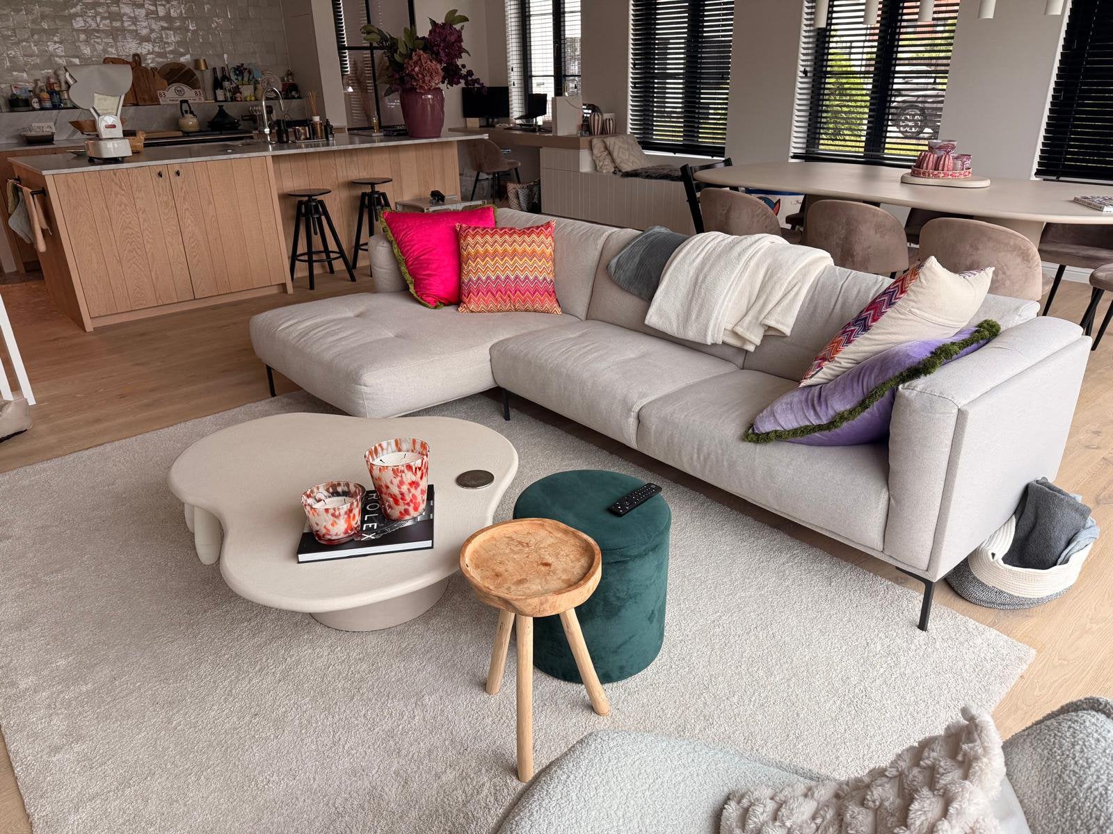 Moderne driezit met longchair – 285 cm, Huis en Inrichting, Ophalen, Gebruikt, Stof, Modern