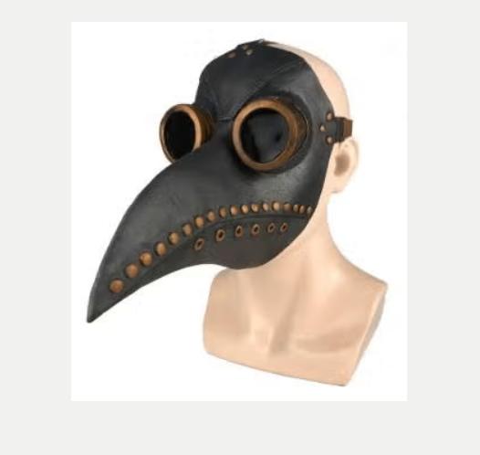 Steampunk full face latex masker Pest Dokter zwart rubber