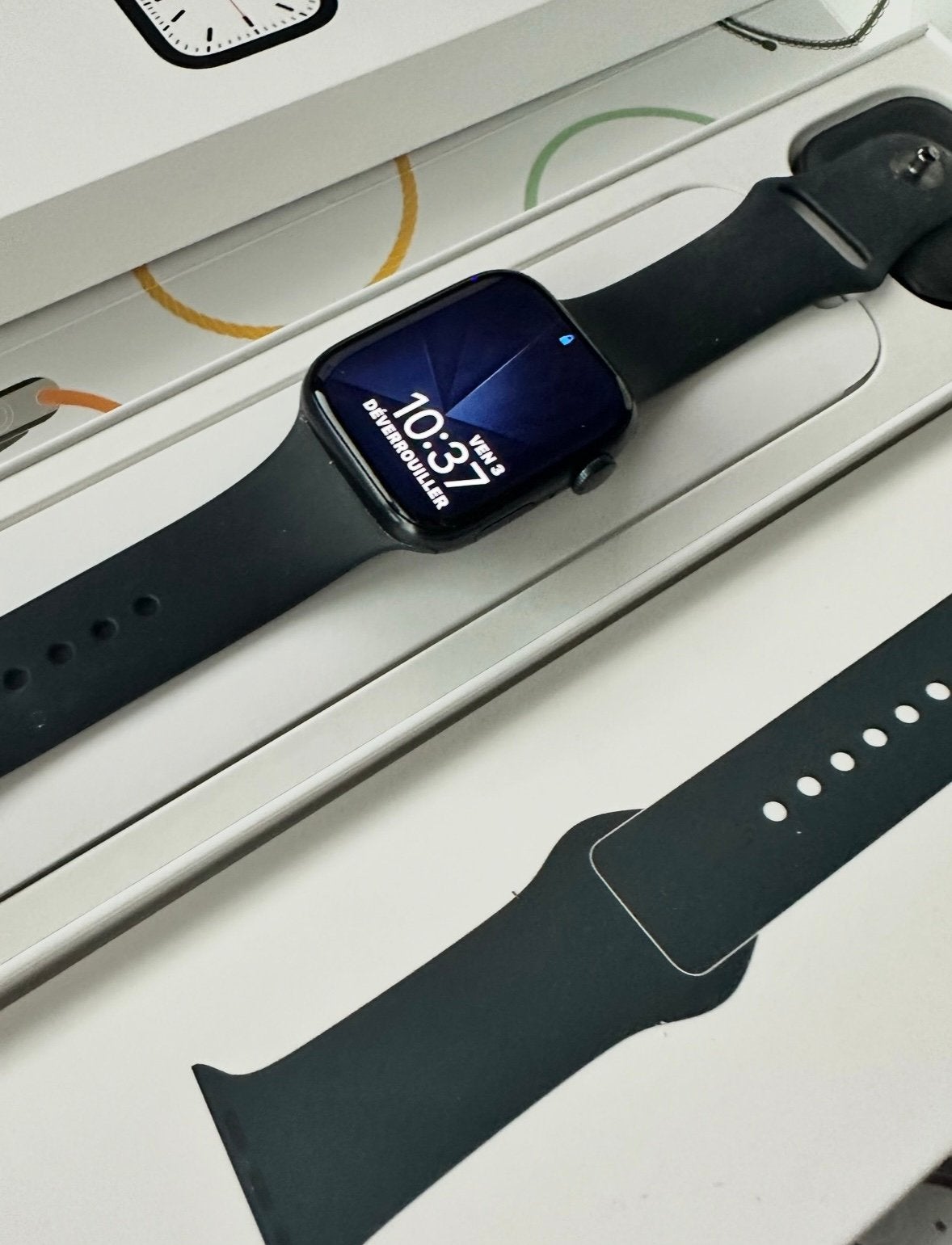 Apple watch serie 7 gps 45 mm, Handtassen en Accessoires, Smartwatches, Gebruikt, Blauw, IOS, Ophalen of Verzenden