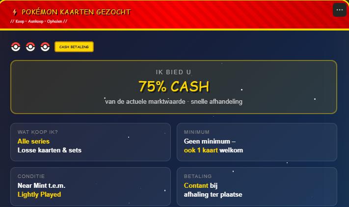 Koop Alle pokemon kaarten 75%, Ophalen of Verzenden