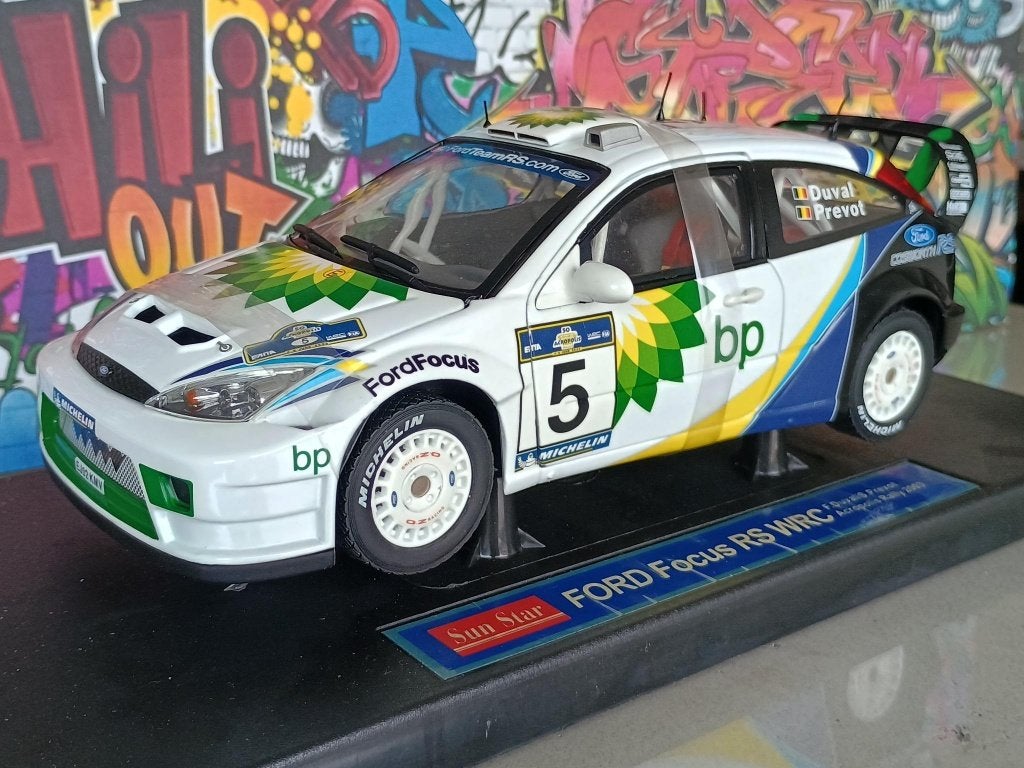 Ford Focus RS WRC Duval/Prevot Sunstar 1/18 --ZELDZAAM--, Ophalen of Verzenden, Zo goed als nieuw, Auto, Sun Star