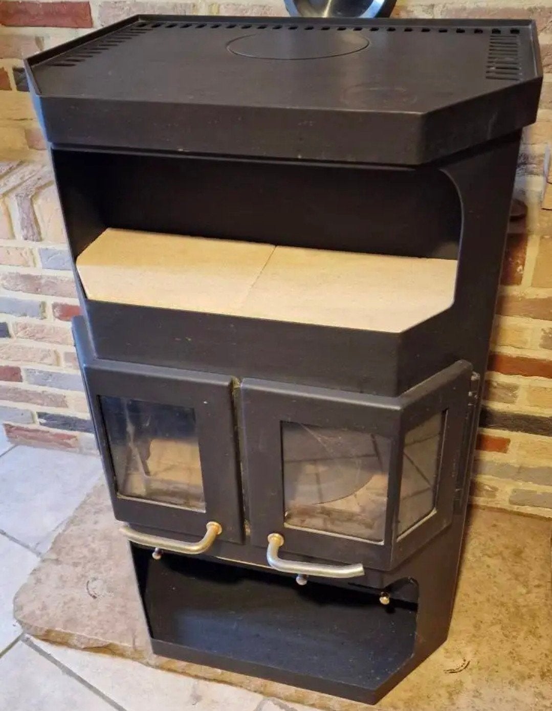 Kachel houtkachel 8kw plaatstaal, Ophalen, Gebruikt, Houtkachel, Vrijstaand