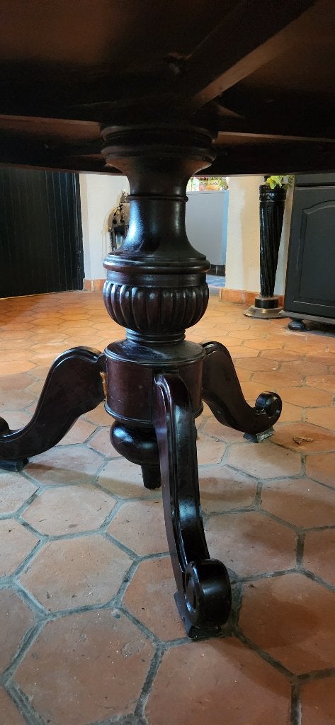 Antieke ronde tafel, Huis en Inrichting, Ophalen, 100 tot 150 cm, Rond, Vijf personen of meer