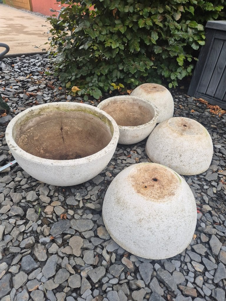 5 betonnen bloempotten, Ophalen, Gebruikt, 40 cm of meer, Rond