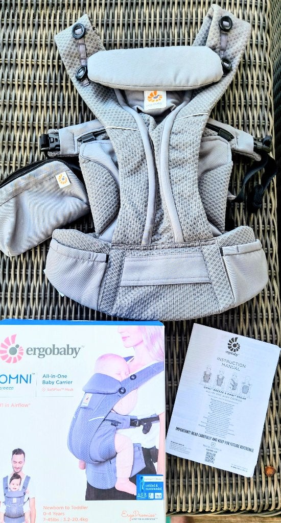 Ergobaby Omni Breeze Graphite Grey - Met handleiding + doos, Overige merken, Ophalen of Verzenden, Zo goed als nieuw, Buik, Rug of Zij