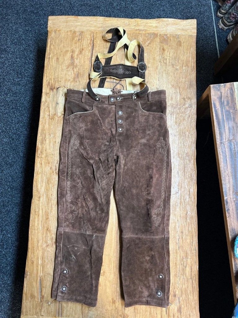 Lederhosen lang model heren maat 56, Enlèvement ou Envoi, Comme neuf, Taille 56/58 (XL), Edelnice