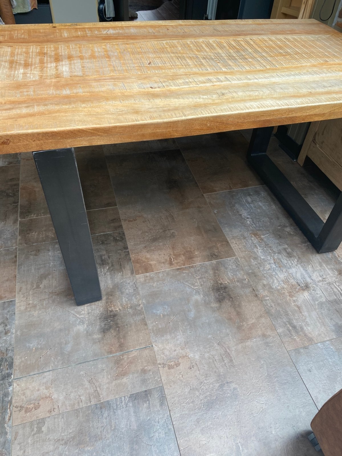 Tafel hout/metaal 80/140cm, Ophalen, Zo goed als nieuw, Metaal