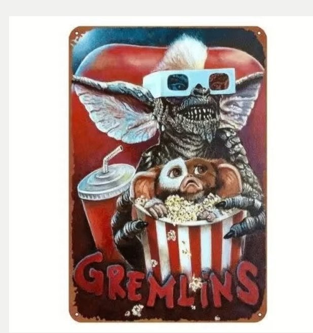 Vintage metalen bordje Gremlins (30x20cm), Ophalen of Verzenden, Nieuw