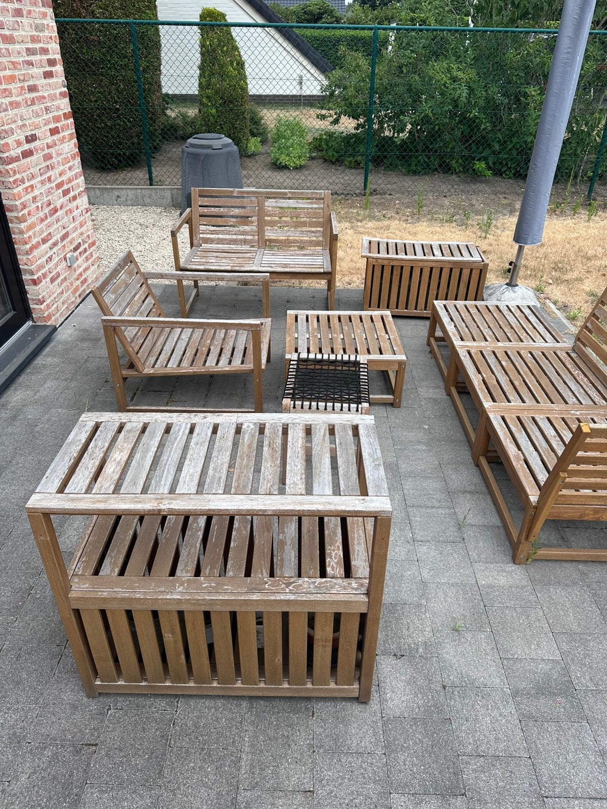Complete tuinset met kussens, Ophalen, Gebruikt, 6 zitplaatsen, Bank