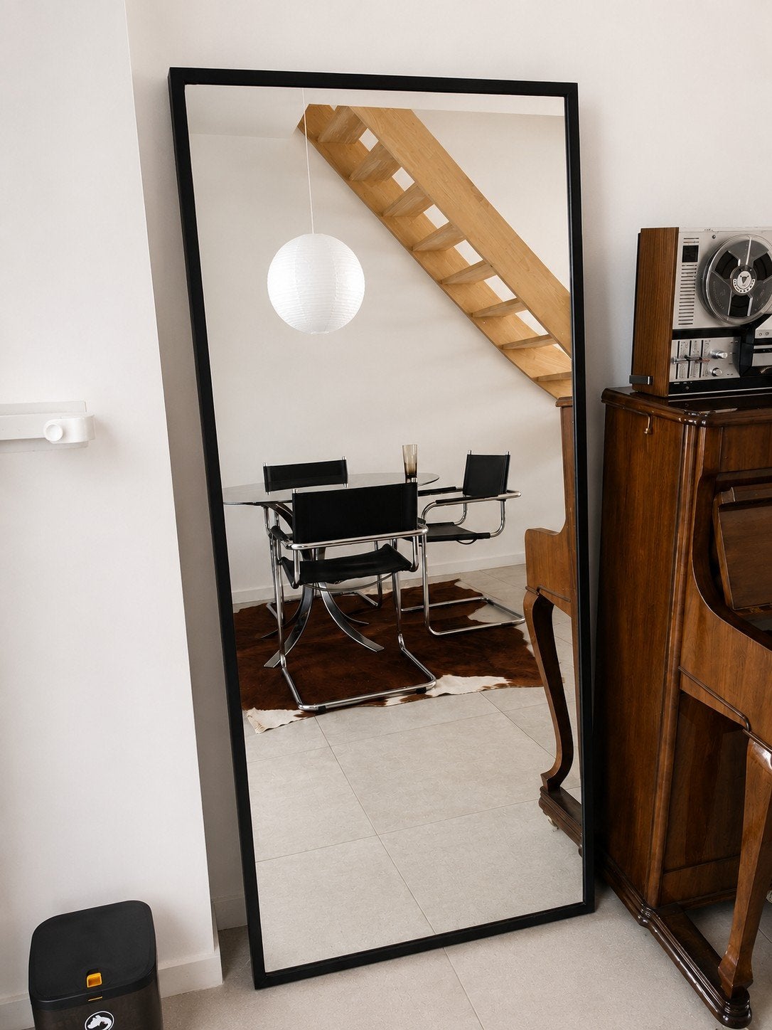 Grote donkere vintage spiegel – 70  160 cm, Huis en Inrichting, Ophalen, Zo goed als nieuw, 150 tot 200 cm, Rechthoekig