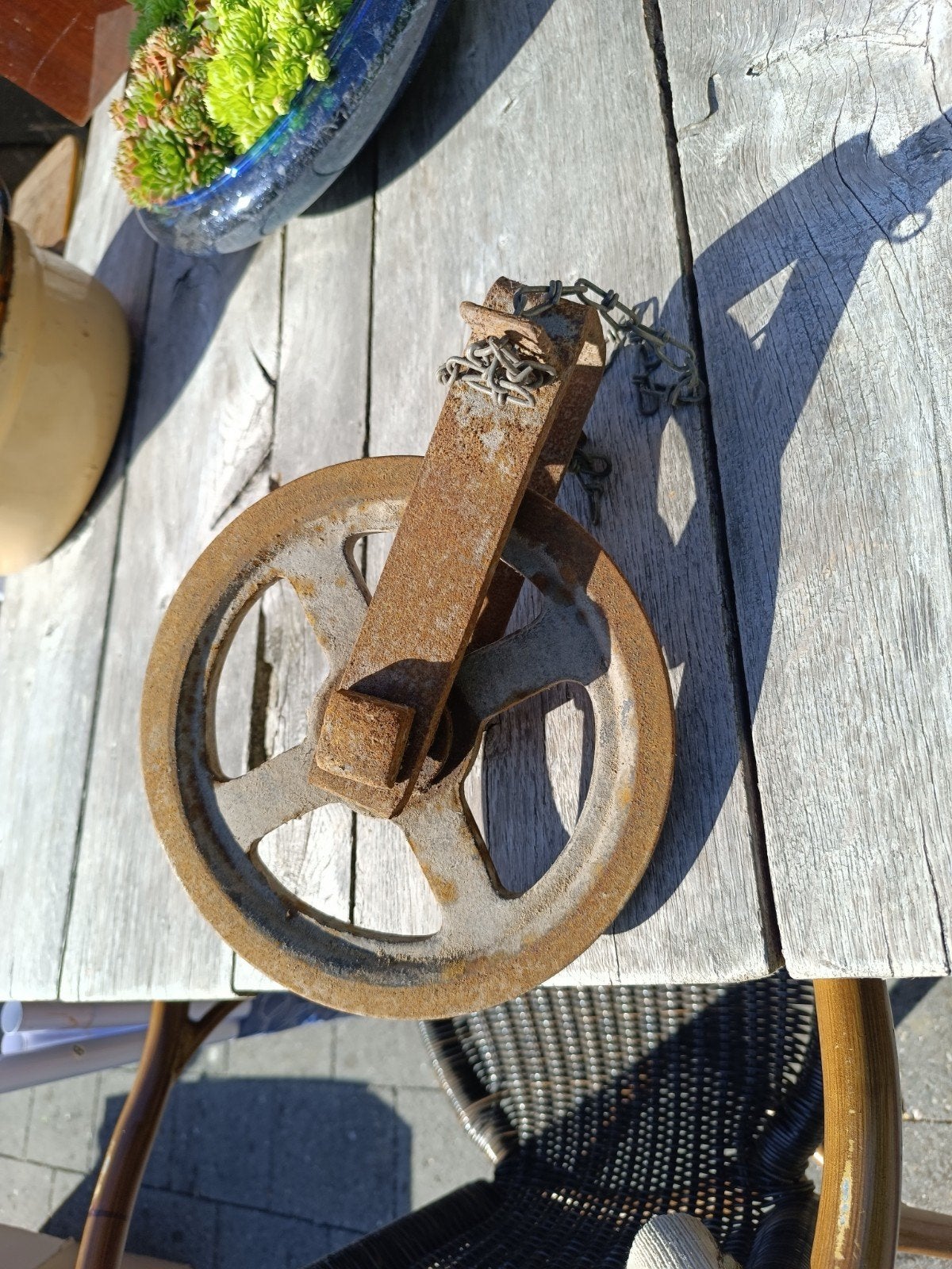 oude zware katrol, Ophalen of Verzenden