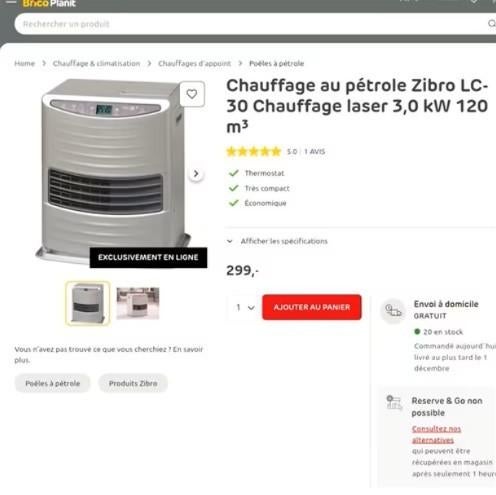 Chauffage au pétrole Zebro LC-30, Enlèvement, Comme neuf