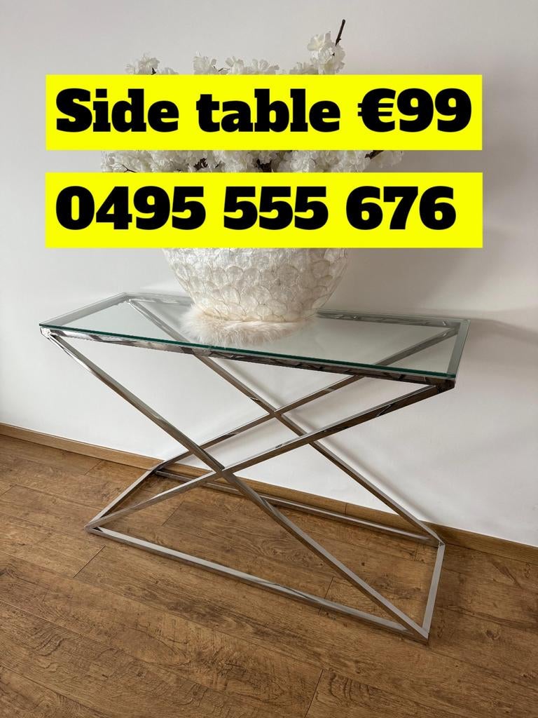 DESIGN SIDETABLE CHROME X-POOT, Huis en Inrichting, Ophalen, 100 tot 150 cm, Eric Kuster Modern, Zo goed als nieuw