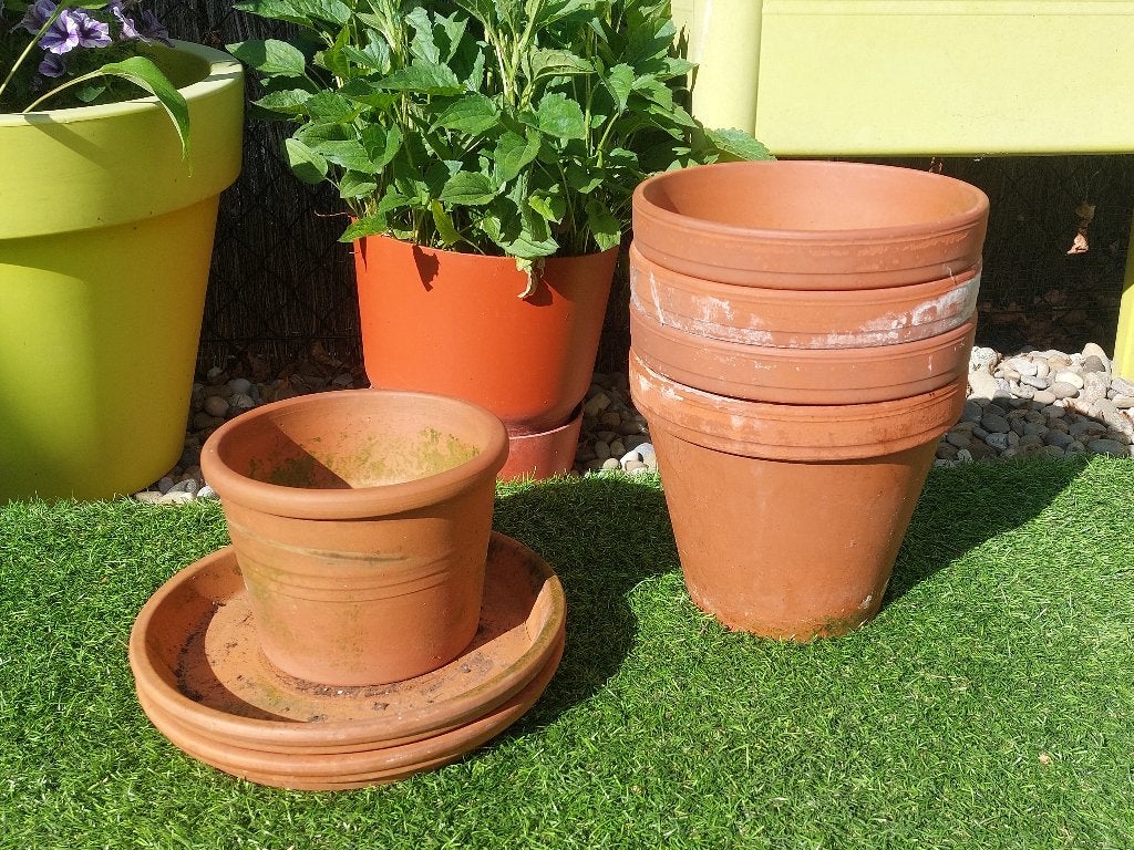Terracotta bloempotten en schalen, Enlèvement, Utilisé, Rond, Terracotta