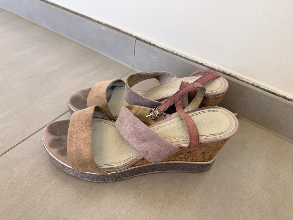 Paarse sandaal sleehak, Ophalen, Overige kleuren, Marco Tozzi, Sandalen of Muiltjes