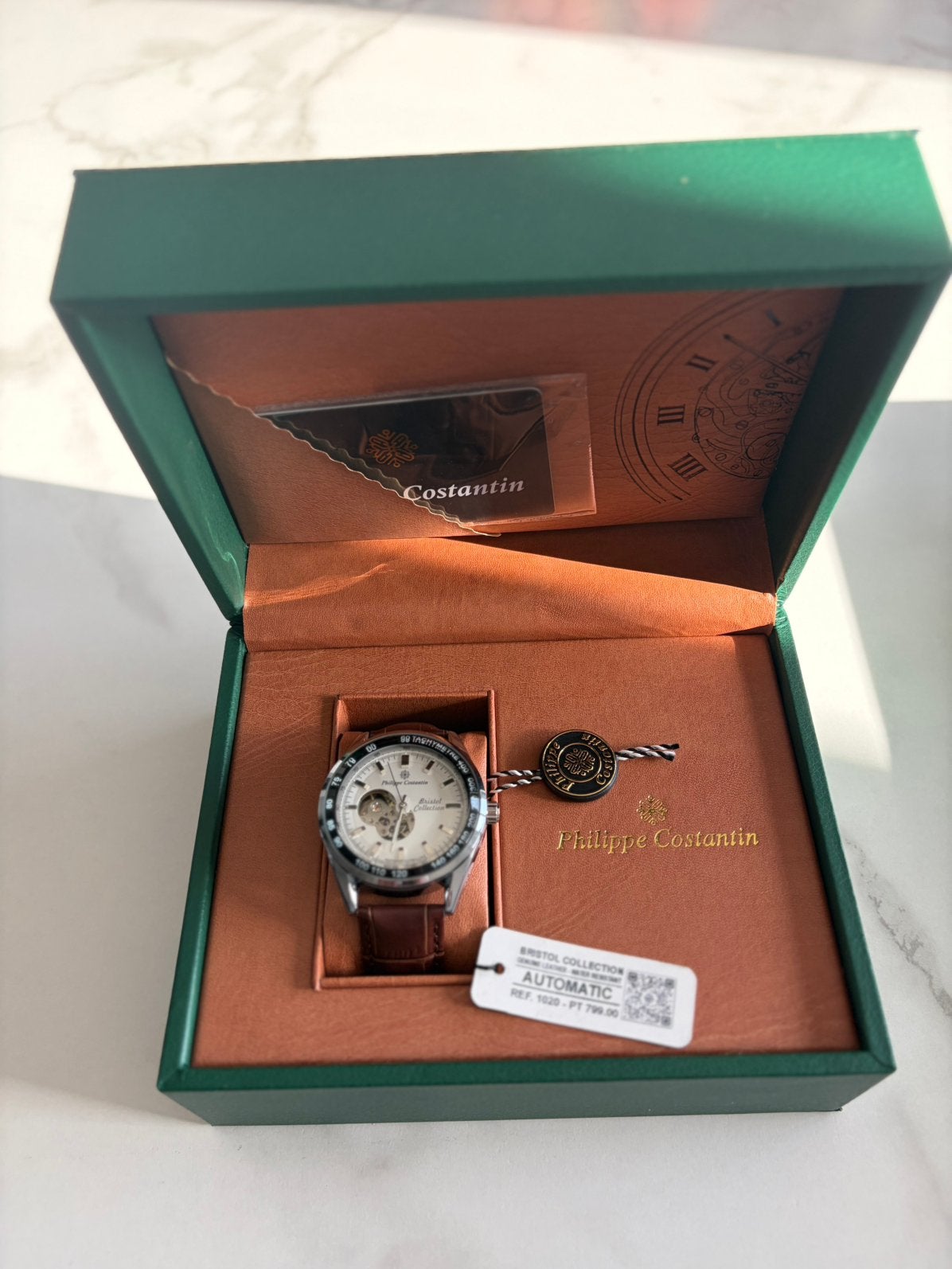 Montre Bristol Blanche – Réf. ~1020, Enlèvement ou Envoi, Neuf, Cuir