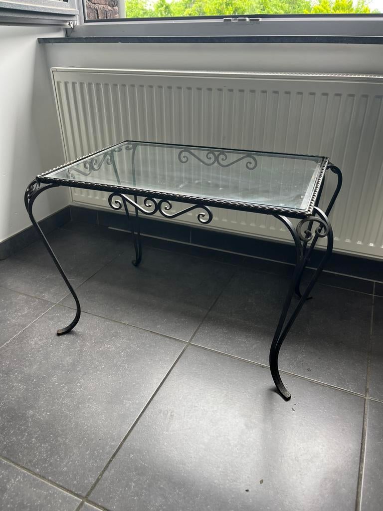 Tafel van smeedijzer en glas, Antiek en Kunst, Ophalen of Verzenden