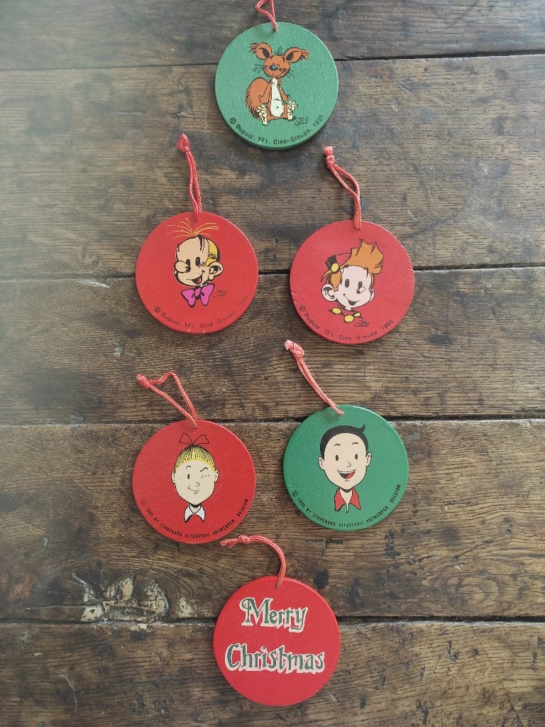 5 décos de Noël bd (Bob & Bobette, Spirou, Fantasio, Spip)., Envoi, Autres personnages, Comme neuf, Autres types
