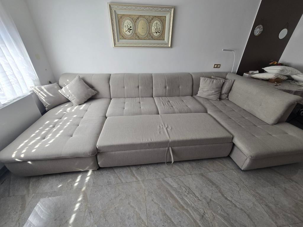 Ruime U-vorm Zetel lichtgrijs kwalitatief stof Seats&sofa, Ophalen, Zo goed als nieuw, Stof