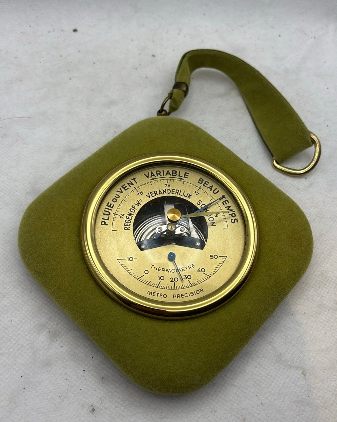 Barometer en thermometer van het vintage precisieweerstation, Ophalen of Verzenden, Gebruikt