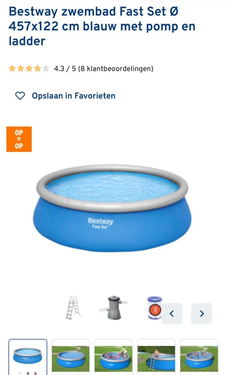 Bestway zwembad 4m57 x 1m22, Ophalen, Zo goed als nieuw, Rond