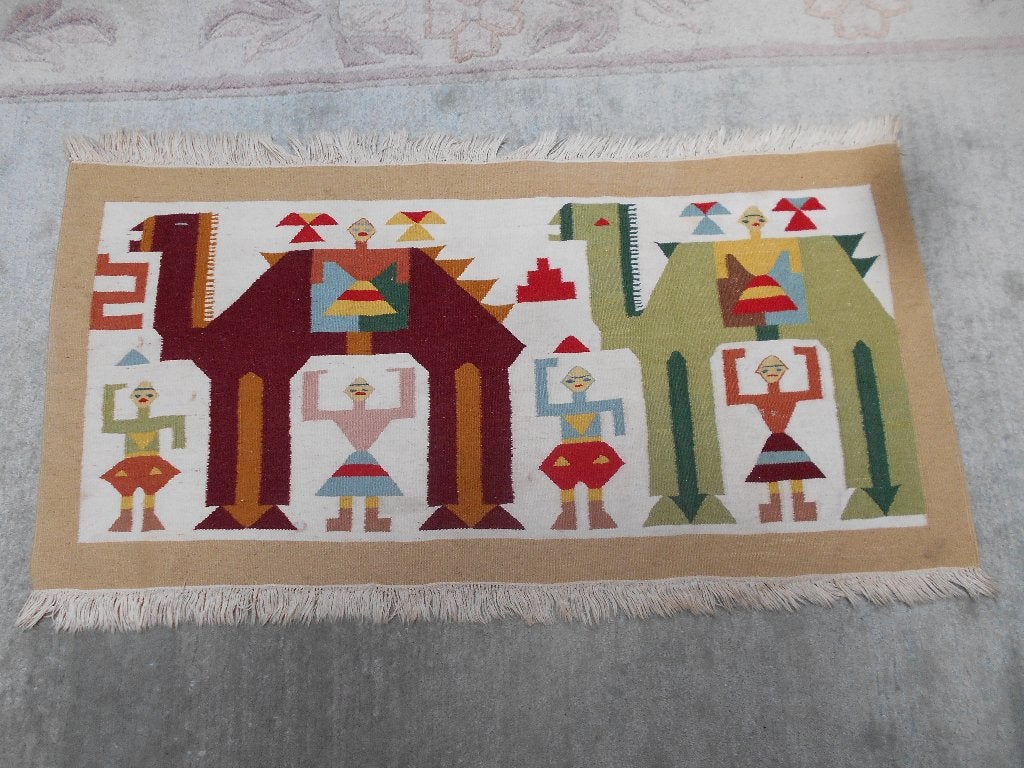 handgeweven tapijtje, wol, kamelen, nieuwe staat, 100 tot 150 cm, Nieuw, Ethnisch, Rechthoekig