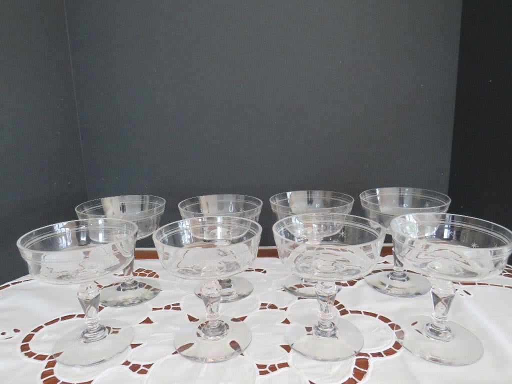 8 antieke glazen champagneglazen, Antiek en Kunst, Antiek | Glaswerk en Kristal, Ophalen of Verzenden