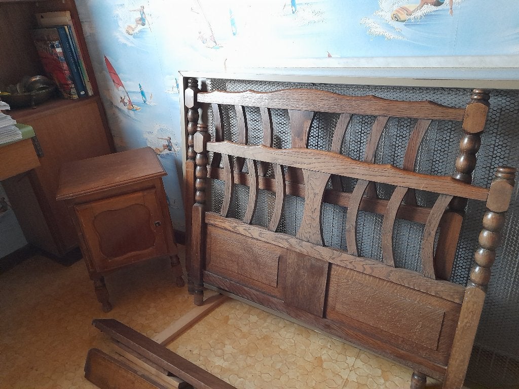 Eenpersoonsbed, Huis en Inrichting, Ophalen, Gebruikt, 90 cm, Bruin