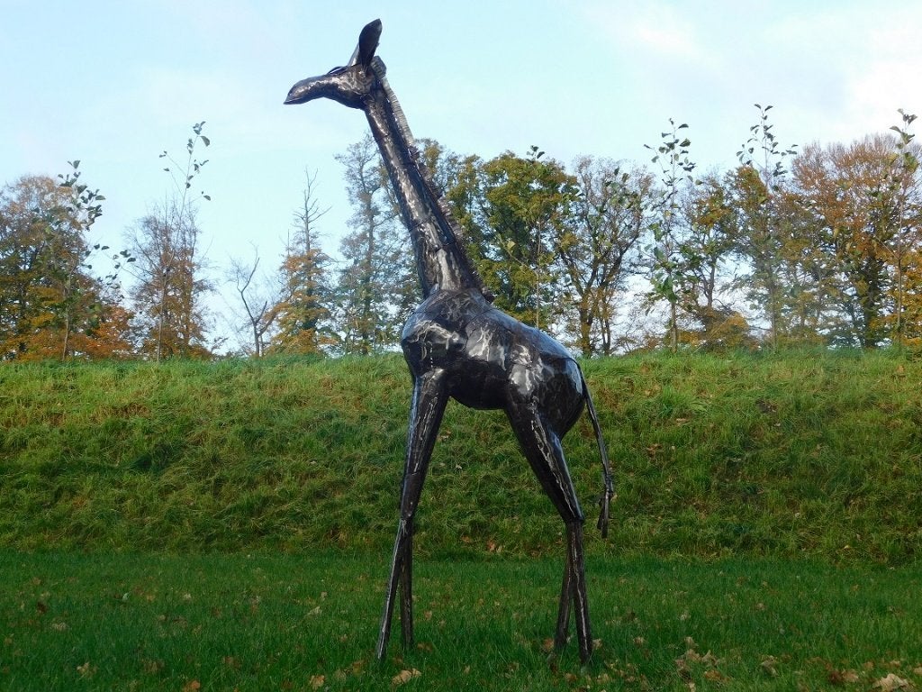 Giraffe Zuri XL - 200 cm - Handgemaakt, Antiek en Kunst, 200 cm, Beeld, Ophalen of Verzenden, Bruin