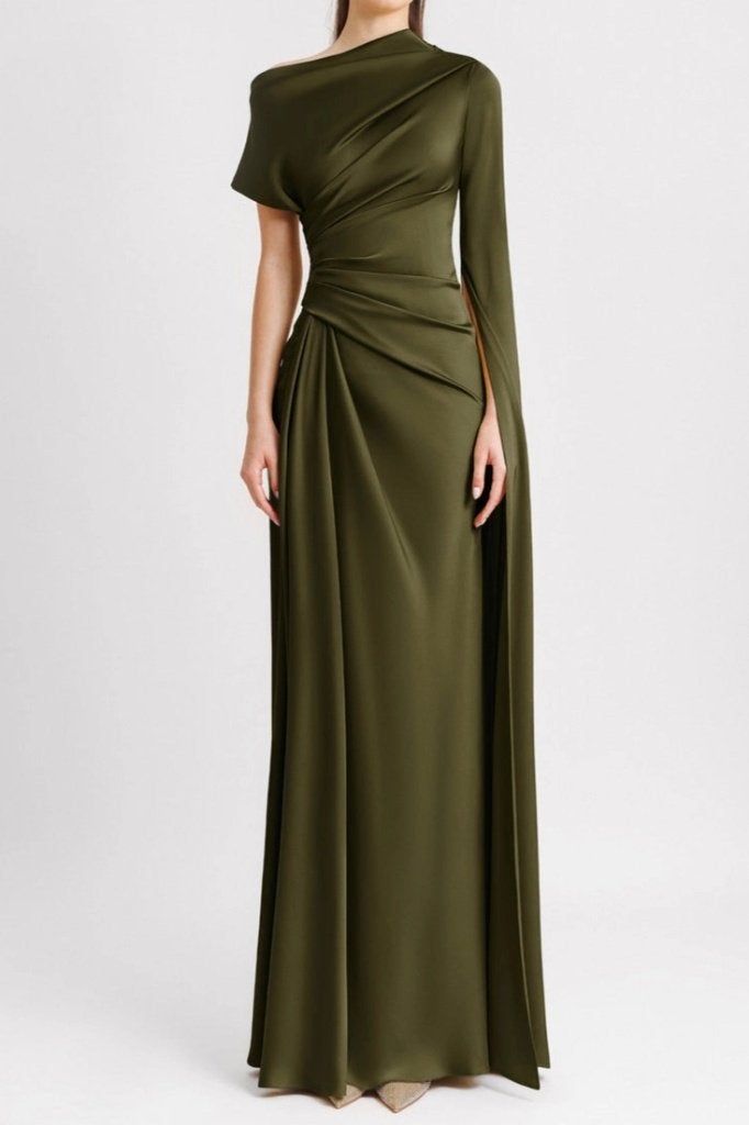 Avondjurk asymmetrisch gedrapeerd groen satijn Jardinvue S, Vêtements | Femmes, Habits de circonstance, Neuf, Robe de gala, Taille 36 (S)