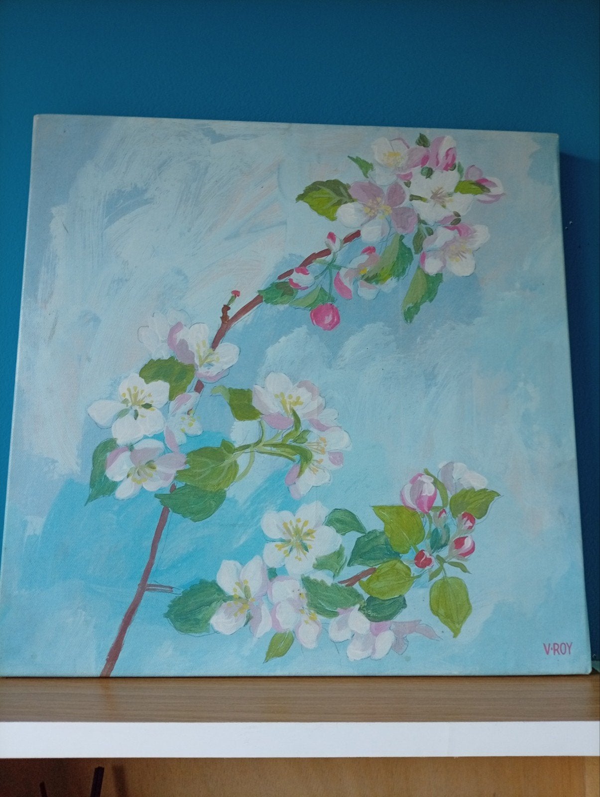 tableau toile "branche de pommier", Antiquités & Art, Enlèvement, Toile