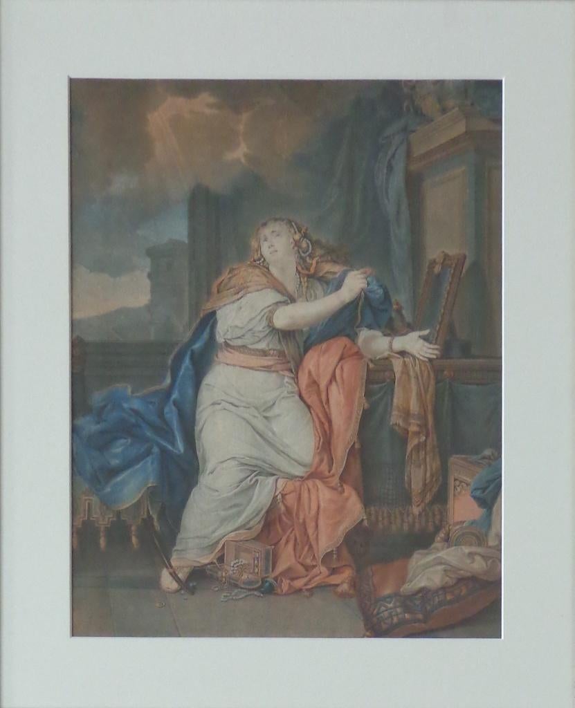 FRANSE SCHOOL / SAINTE-MARIE-MADELEINE GRAVURE 68x57cm KADER, Enlèvement ou Envoi, Mythologie, Gravure, 1800 - 1899