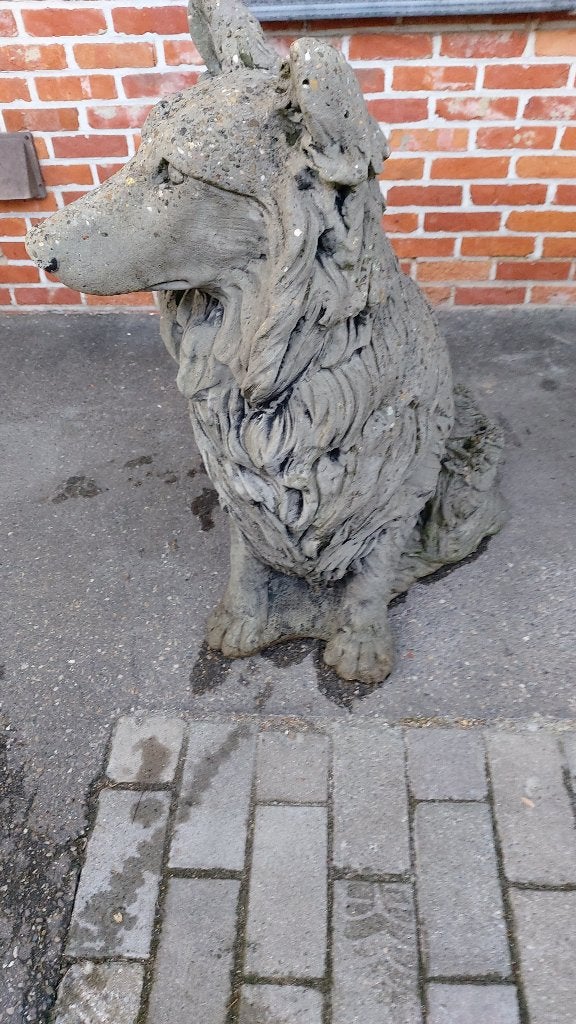 Statue en pierre type chien colley, Collections, Statues & Figurines, Enlèvement