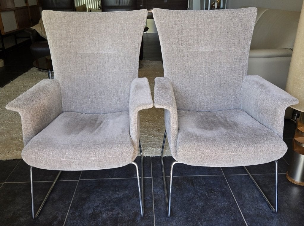 2 JORI fauteuils model AIDA met bijbehorende hocker, Huis en Inrichting, Fauteuils, Ophalen, 75 tot 100 cm, Zo goed als nieuw